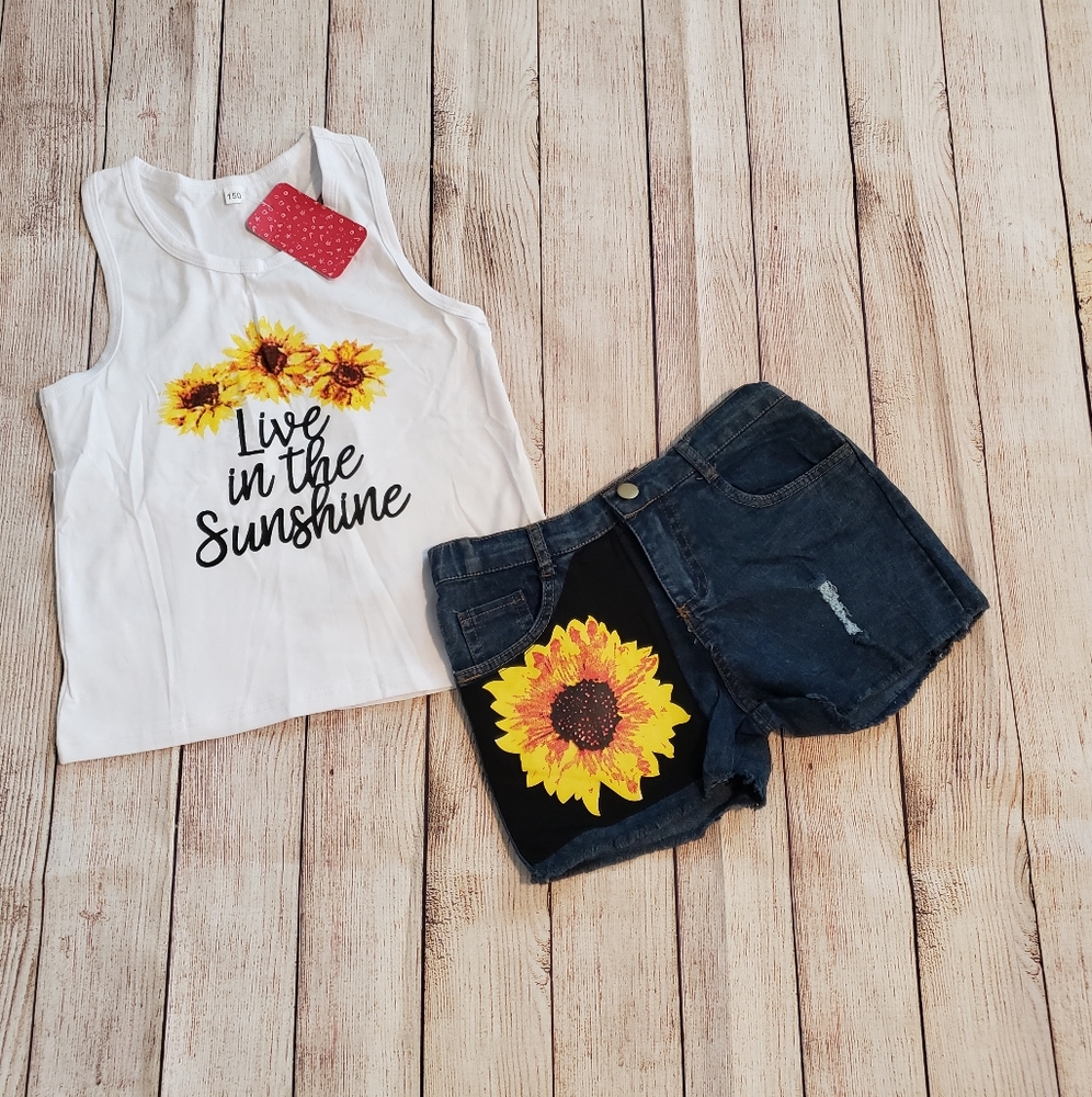 Girls 4T Sunflower Summer Set NWT
